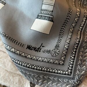 Mondi silk Silver and Black Patterned Scarf.